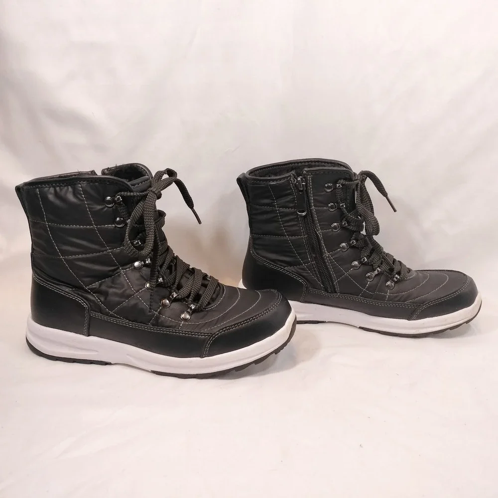 Weatherproof Black Winter Boots; Quilted Faux Fur Lined Side Zip Katie